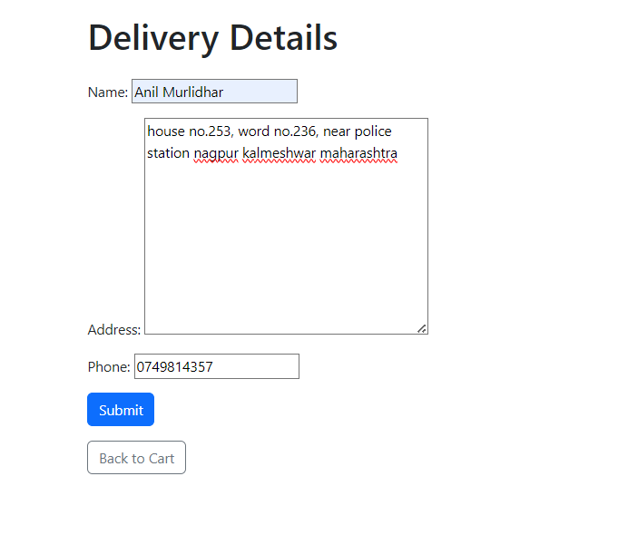 Delivery Form